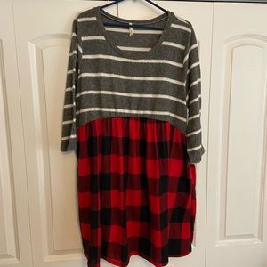 Beeson River womens plus dress plaid and striped